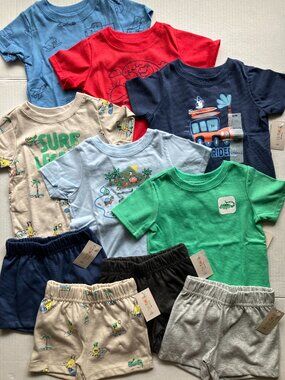 6-9 month Garanimals 10-Piece Mix & Match Short Sleeve T-Shirts & Shorts Bundle
